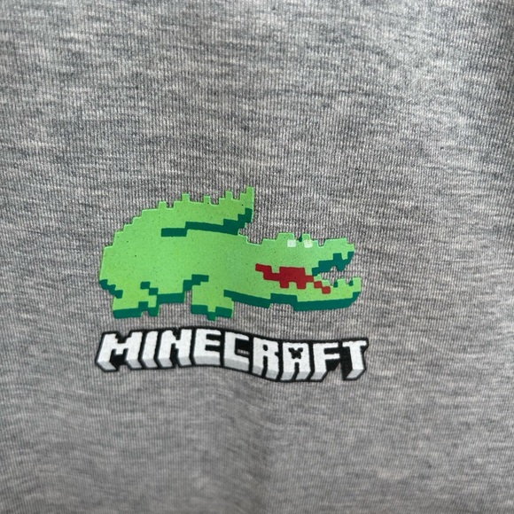 Unisex Lacoste x Minecraft Graphic Organic Cotton T-Shirt Gray Size Small - Picture 7 of 8